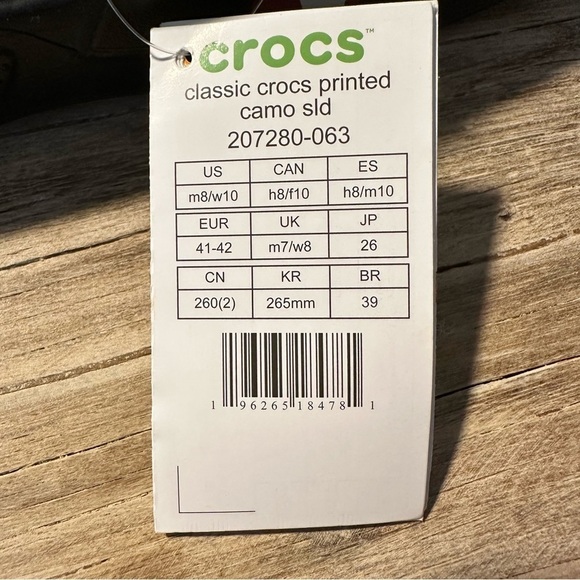 Crocs Unisex Camo Slides Size M 8 W 10 Red Black Grey White Summer Wear NWT main image 6